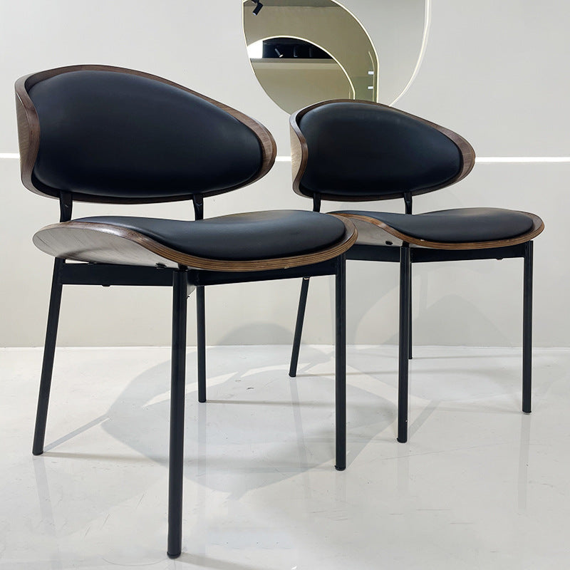 Modern Shabby Chic Oval Cat- Scratch-Resistant Leather Solid Wood Carbon Steel Sponge Backrest For Dining Room