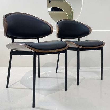 Modern Shabby Chic Oval Cat- Scratch-Resistant Leather Solid Wood Carbon Steel Sponge Backrest For Dining Room