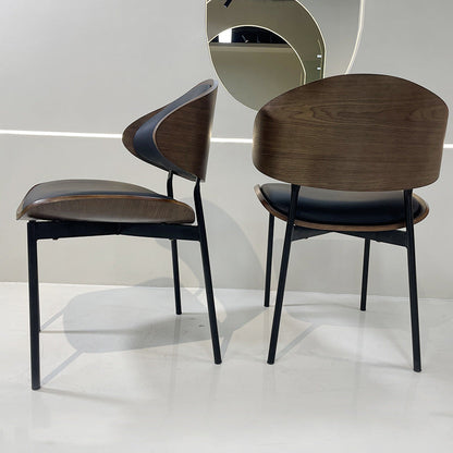 Modern Shabby Chic Oval Cat- Scratch-Resistant Leather Solid Wood Carbon Steel Sponge Backrest For Dining Room