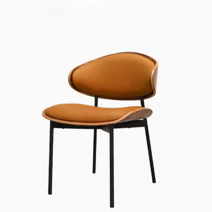 Modern Shabby Chic Oval Cat- Scratch-Resistant Leather Solid Wood Carbon Steel Sponge Backrest For Dining Room