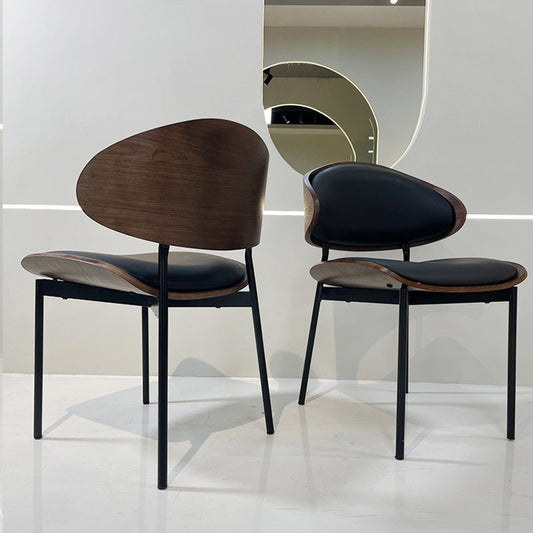 Modern Shabby Chic Oval Cat- Scratch-Resistant Leather Solid Wood Carbon Steel Sponge Backrest For Dining Room