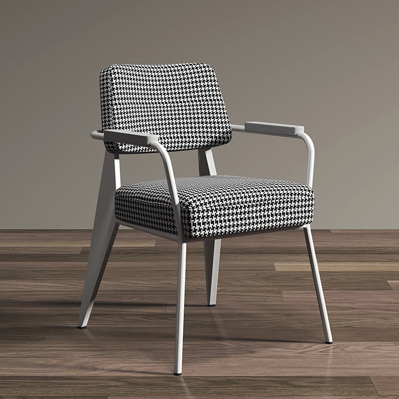 Contemporary Scandinavian Square Cushion Iron Velvet Sponge Backrest Armrest For Dining Room