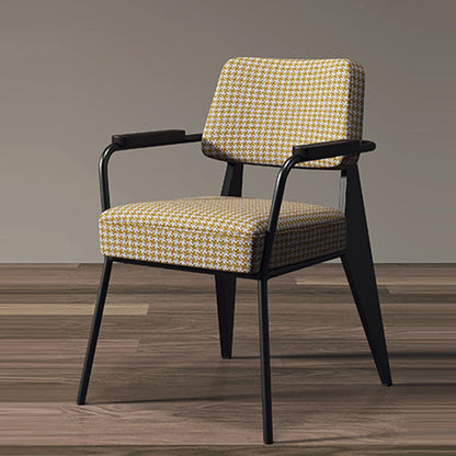 Contemporary Scandinavian Square Cushion Iron Velvet Sponge Backrest Armrest For Dining Room