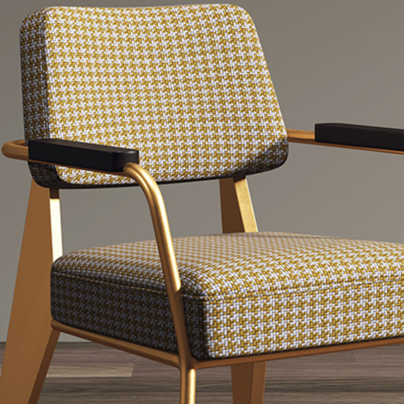 Contemporary Scandinavian Square Cushion Iron Velvet Sponge Backrest Armrest For Dining Room