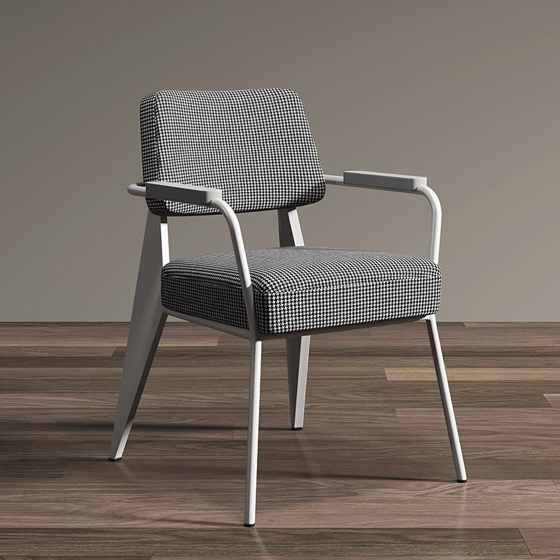 Contemporary Scandinavian Square Cushion Iron Velvet Sponge Backrest Armrest For Dining Room