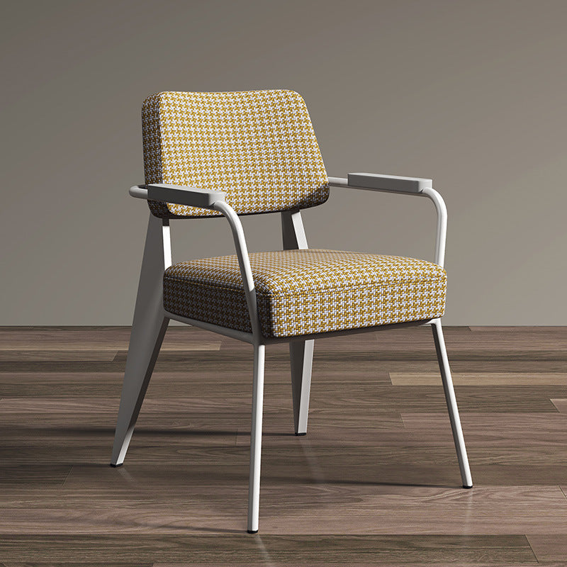 Contemporary Scandinavian Square Cushion Iron Velvet Sponge Backrest Armrest For Dining Room