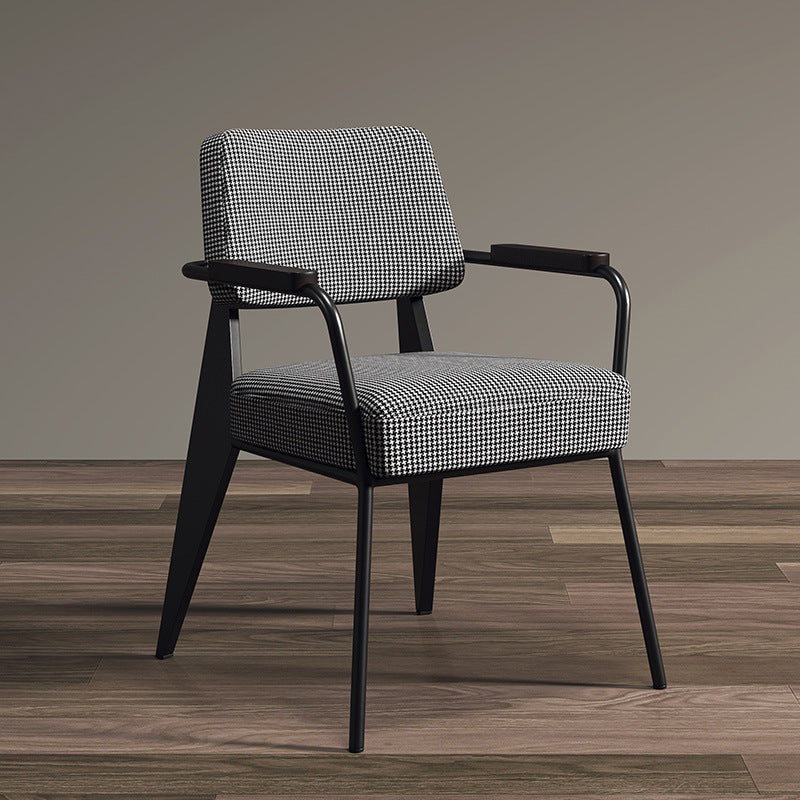 Contemporary Scandinavian Square Cushion Iron Velvet Sponge Backrest Armrest For Dining Room