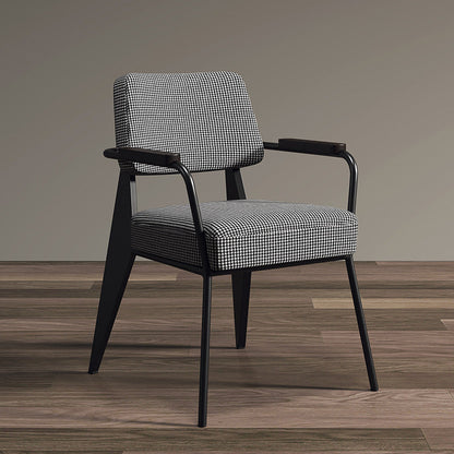 Contemporary Scandinavian Square Cushion Iron Velvet Sponge Backrest Armrest For Dining Room