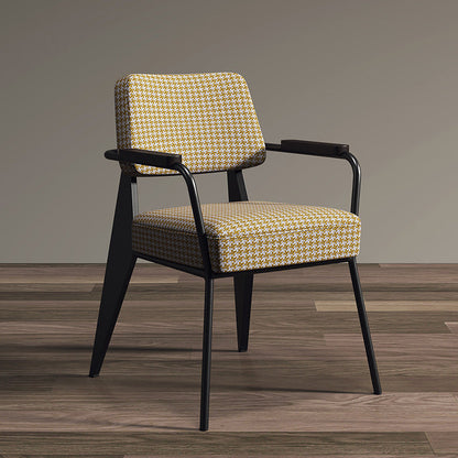 Contemporary Scandinavian Square Cushion Iron Velvet Sponge Backrest Armrest For Dining Room