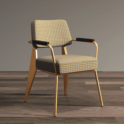 Contemporary Scandinavian Square Cushion Iron Velvet Sponge Backrest Armrest For Dining Room