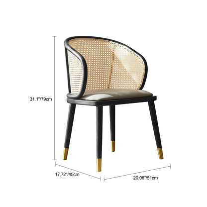 Contemporary Scandinavian Oval Back Rattan Solid Wood High Resilience Foam Dining Chair Backrest For Dining Room