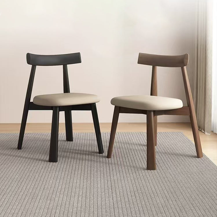 Modern Mid-Century Curve Back Solid Wood Microfiber Leather Dining Chair Backrest For Dining Room