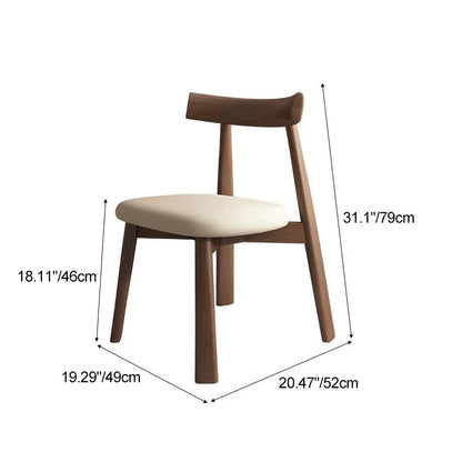 Modern Mid-Century Curve Back Solid Wood Microfiber Leather Dining Chair Backrest For Dining Room