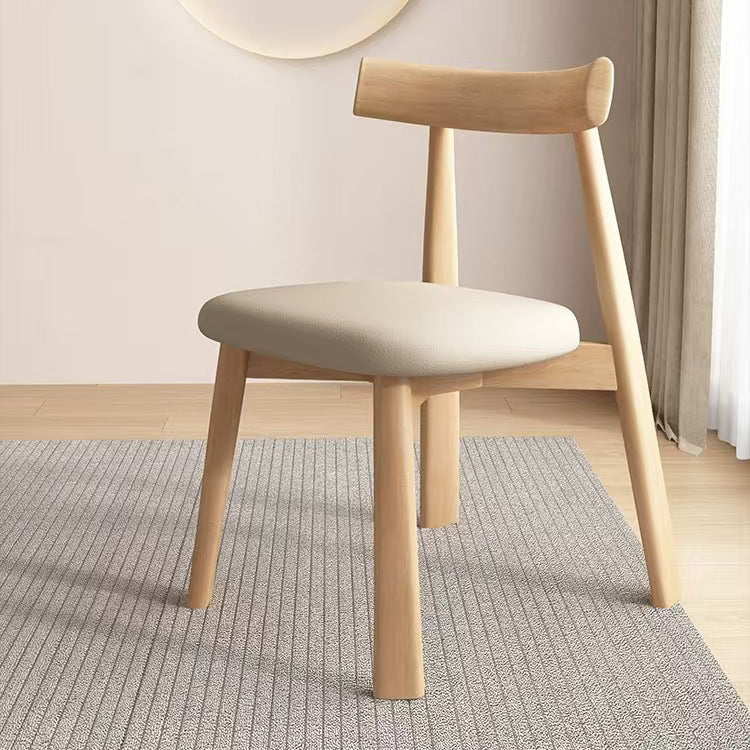 Modern Mid-Century Curve Back Solid Wood Microfiber Leather Dining Chair Backrest For Dining Room