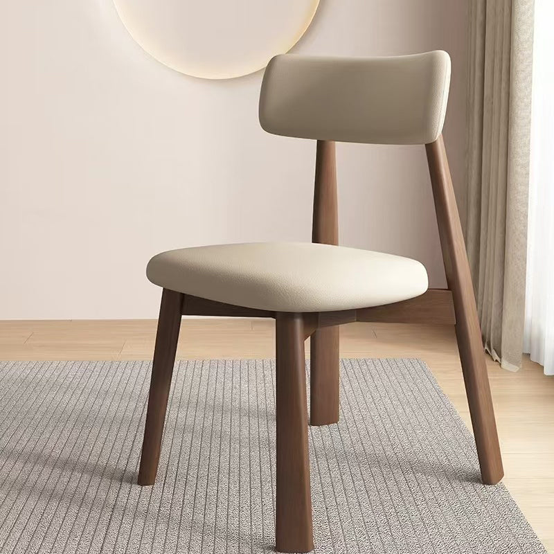 Modern Mid-Century Curve Back Solid Wood Microfiber Leather Dining Chair Backrest For Dining Room