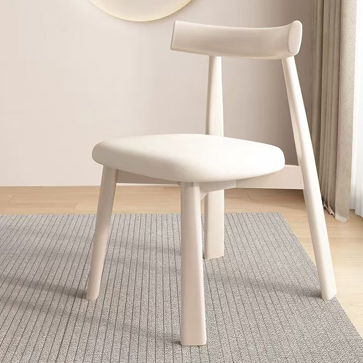 Modern Mid-Century Curve Back Solid Wood Microfiber Leather Dining Chair Backrest For Dining Room