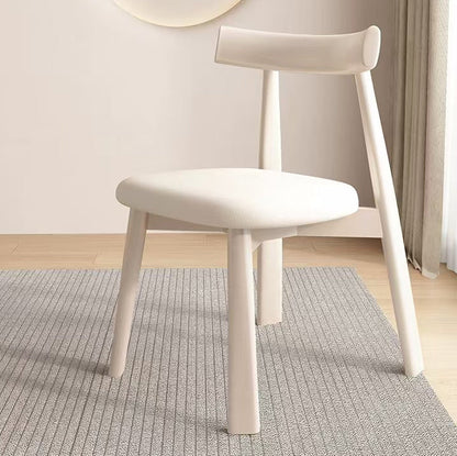 Modern Mid-Century Curve Back Solid Wood Microfiber Leather Dining Chair Backrest For Dining Room