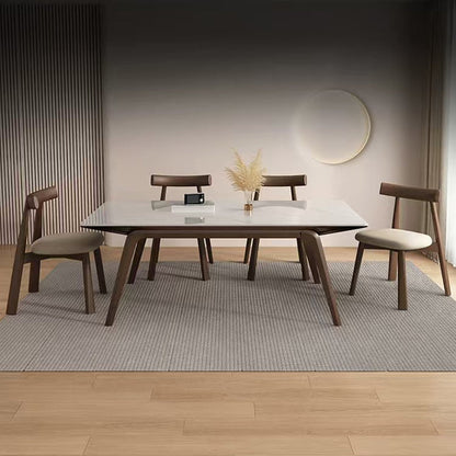 Modern Mid-Century Curve Back Solid Wood Microfiber Leather Dining Chair Backrest For Dining Room