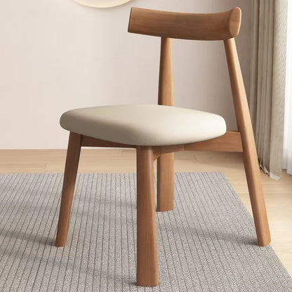 Modern Mid-Century Curve Back Solid Wood Microfiber Leather Dining Chair Backrest For Dining Room