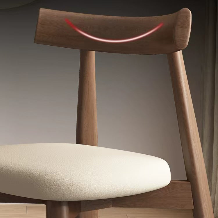 Modern Mid-Century Curve Back Solid Wood Microfiber Leather Dining Chair Backrest For Dining Room