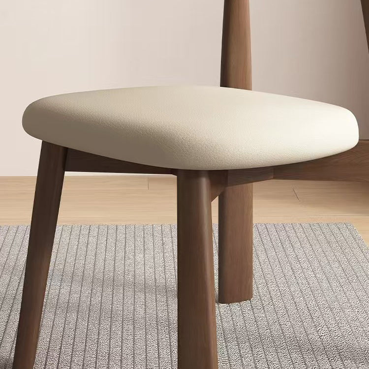 Modern Mid-Century Curve Back Solid Wood Microfiber Leather Dining Chair Backrest For Dining Room