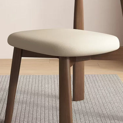 Modern Mid-Century Curve Back Solid Wood Microfiber Leather Dining Chair Backrest For Dining Room