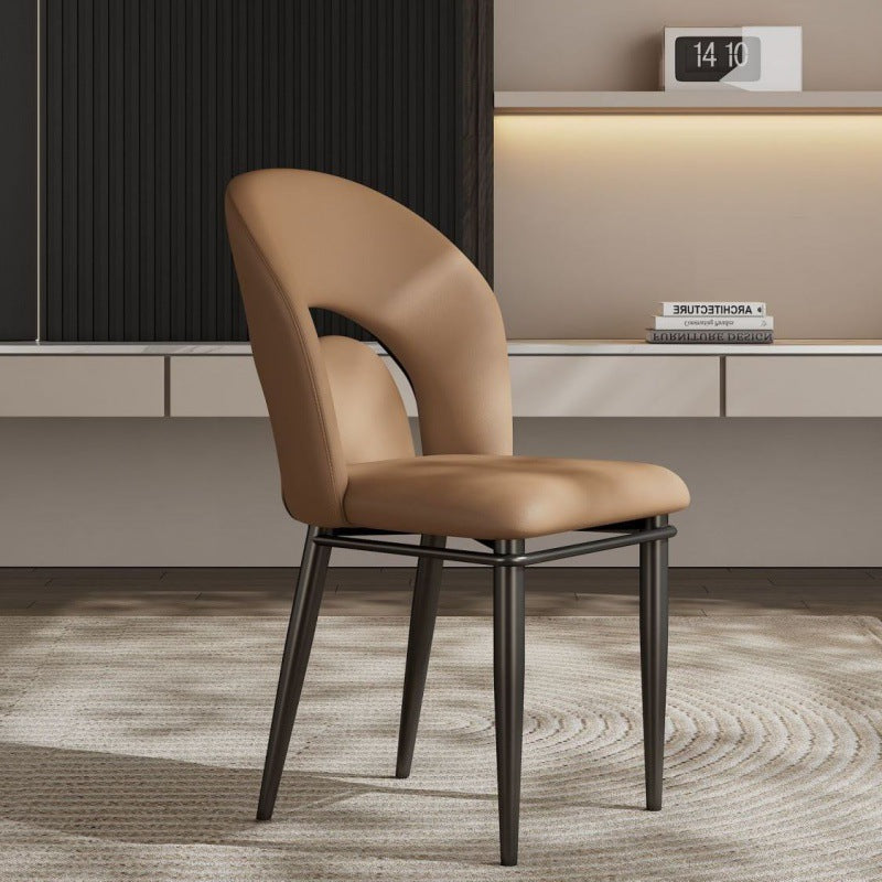 Modern Luxury Loop Back Microfiber Leather Carbon Steel Dining Chair Backrest For Dining Room
