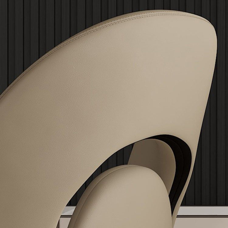 Modern Luxury Loop Back Microfiber Leather Carbon Steel Dining Chair Backrest For Dining Room