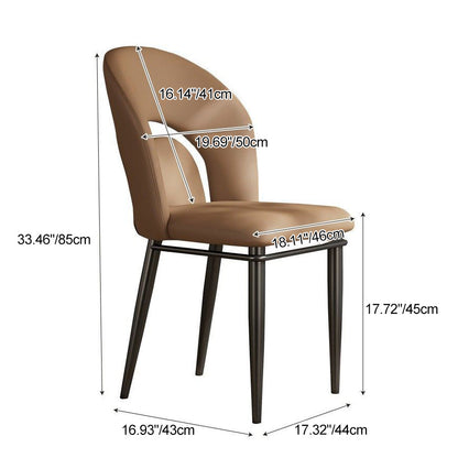 Modern Luxury Loop Back Microfiber Leather Carbon Steel Dining Chair Backrest For Dining Room
