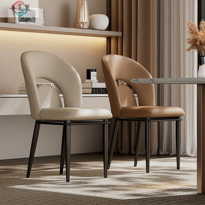 Modern Luxury Loop Back Microfiber Leather Carbon Steel Dining Chair Backrest For Dining Room