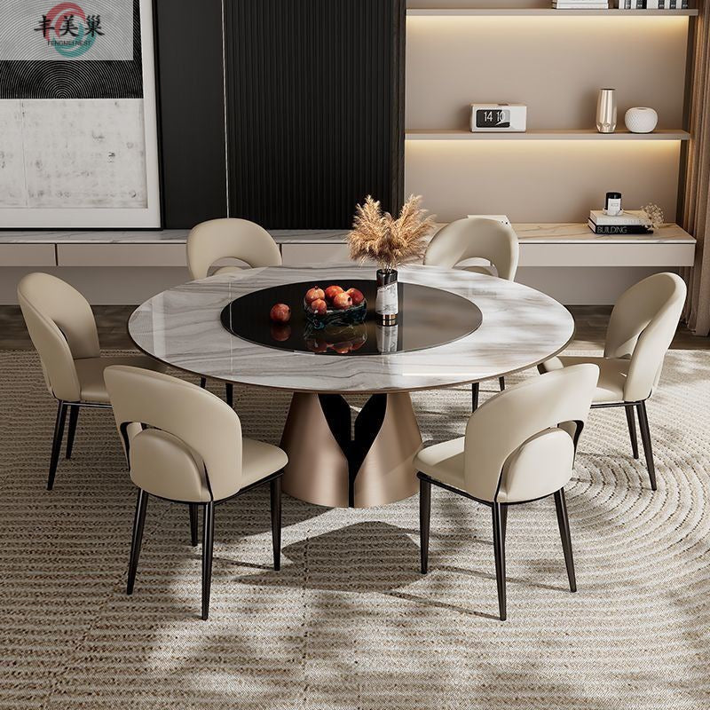 Modern Luxury Loop Back Microfiber Leather Carbon Steel Dining Chair Backrest For Dining Room