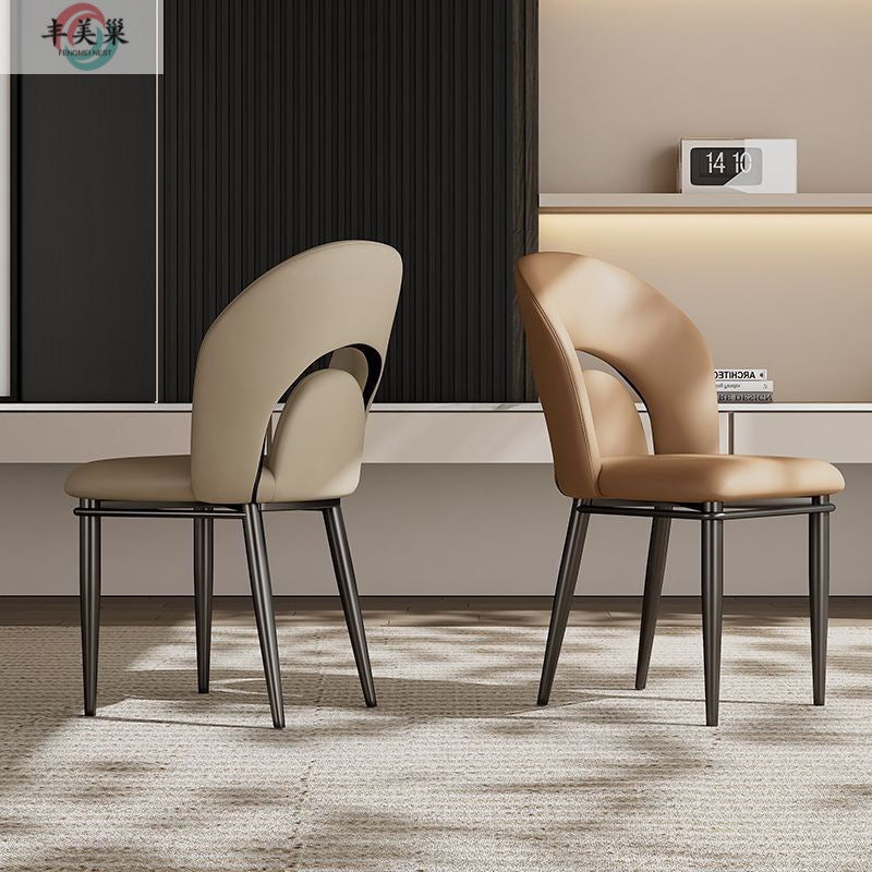 Modern Luxury Loop Back Microfiber Leather Carbon Steel Dining Chair Backrest For Dining Room