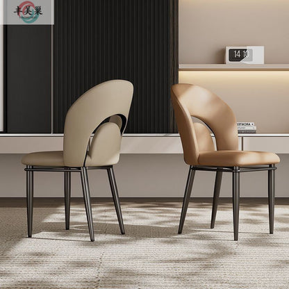 Modern Luxury Loop Back Microfiber Leather Carbon Steel Dining Chair Backrest For Dining Room