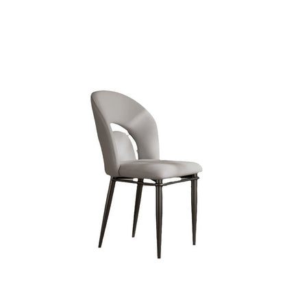 Modern Luxury Loop Back Microfiber Leather Carbon Steel Dining Chair Backrest For Dining Room