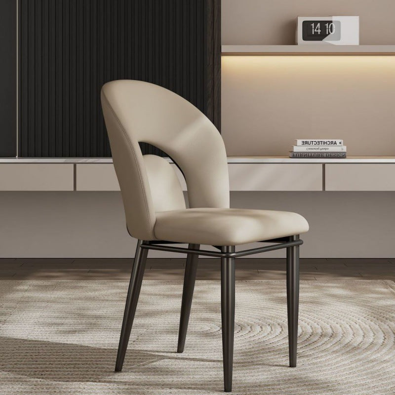 Modern Luxury Loop Back Microfiber Leather Carbon Steel Dining Chair Backrest For Dining Room