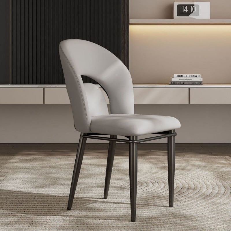 Modern Luxury Loop Back Microfiber Leather Carbon Steel Dining Chair Backrest For Dining Room