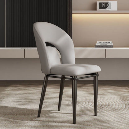 Modern Luxury Loop Back Microfiber Leather Carbon Steel Dining Chair Backrest For Dining Room