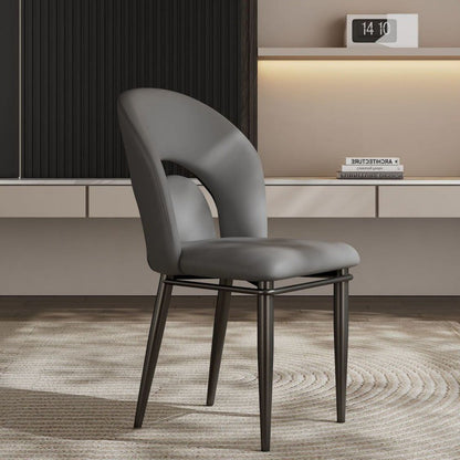 Modern Luxury Loop Back Microfiber Leather Carbon Steel Dining Chair Backrest For Dining Room