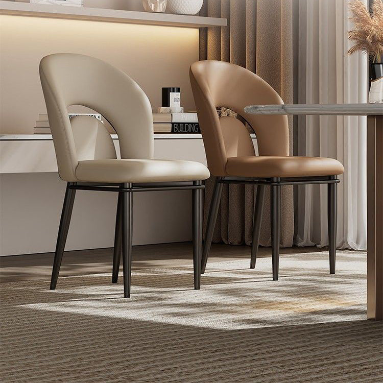 Modern Luxury Loop Back Microfiber Leather Carbon Steel Dining Chair Backrest For Dining Room