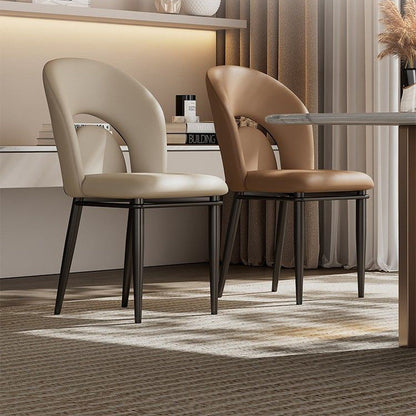 Modern Luxury Loop Back Microfiber Leather Carbon Steel Dining Chair Backrest For Dining Room