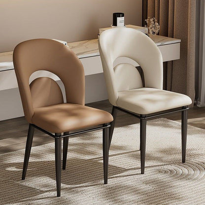 Modern Luxury Loop Back Microfiber Leather Carbon Steel Dining Chair Backrest For Dining Room