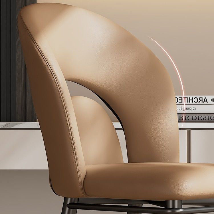 Modern Luxury Loop Back Microfiber Leather Carbon Steel Dining Chair Backrest For Dining Room