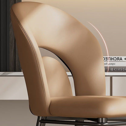 Modern Luxury Loop Back Microfiber Leather Carbon Steel Dining Chair Backrest For Dining Room