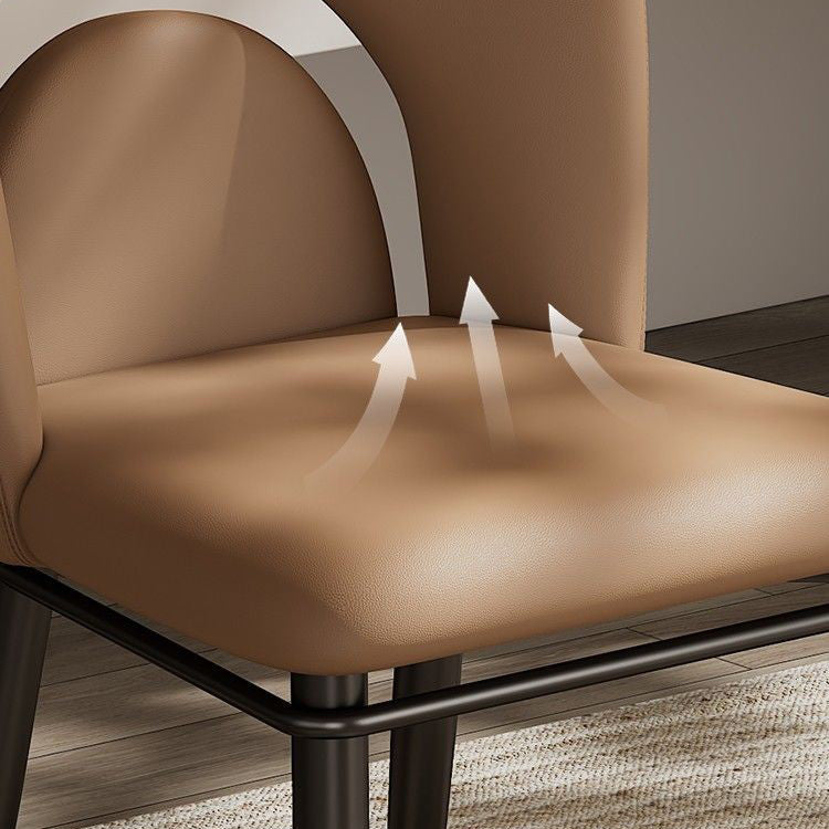 Modern Luxury Loop Back Microfiber Leather Carbon Steel Dining Chair Backrest For Dining Room