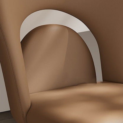 Modern Luxury Loop Back Microfiber Leather Carbon Steel Dining Chair Backrest For Dining Room