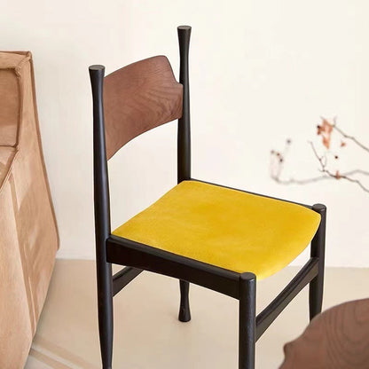 Modern Mid-Century Velvet Surface Solid Wood Dining Chair With Black Frame Backrest For Dining Room