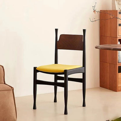 Modern Mid-Century Velvet Surface Solid Wood Dining Chair With Black Frame Backrest For Dining Room