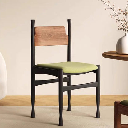 Modern Mid-Century Velvet Surface Solid Wood Dining Chair With Black Frame Backrest For Dining Room