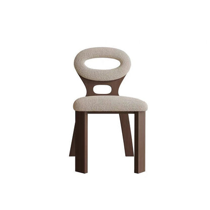 Traditional French Hollowed Back Solid Wood Vanity Stool With Lambswool Cushion For Bedroom