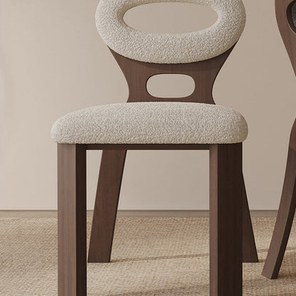 Traditional French Hollowed Back Solid Wood Vanity Stool With Lambswool Cushion For Bedroom